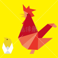 折り紙のようなニワトリのイラスト素材(1)