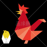 折り紙のようなニワトリのイラスト素材(2)