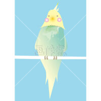 止まり木に止まる小鳥のイラスト素材(1)