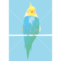 止まり木に止まる小鳥のイラスト素材(2)