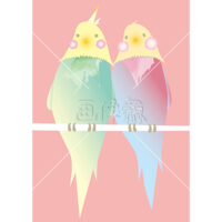 止まり木に止まる小鳥のイラスト素材(3)