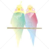 止まり木に止まる小鳥のイラスト素材(6)