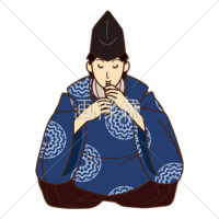 雅楽の楽器「篳篥(ひちりき)」を演奏する女の人(1)