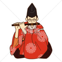 雅楽の楽器「龍笛(りゅうてき)」を演奏する男の人(1)