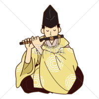 雅楽の楽器「龍笛(りゅうてき)」を演奏する男の人(2)