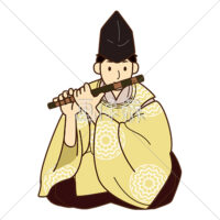 雅楽の楽器「龍笛(りゅうてき)」を演奏する男の人(3)