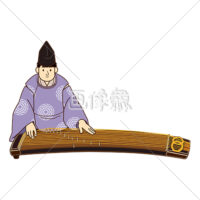 雅楽の楽器「筝(そう)」を演奏する男の人(1)