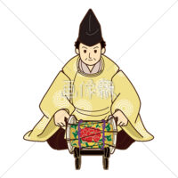 雅楽の楽器「羯鼓(かっこ)」を演奏する男の人(1)