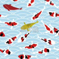 鯉と波のパターン模様