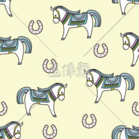 メルヘンでパステルカラーの馬パターン素材