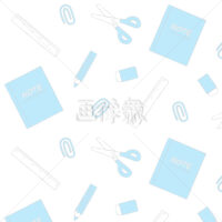 ポップな文房具のパターン素材(無地・水色)