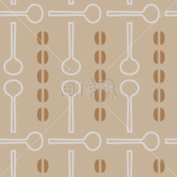 コーヒー豆とスプーンのパターン素材(1)