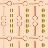 コーヒー豆とスプーンのパターン素材(4)