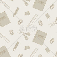 ポップな文房具のパターン素材(無地・茶色02)