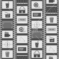 フィルムに見立てた映画のパターン素材(黒)