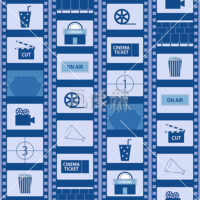 フィルムに見立てた映画のパターン素材(青)