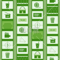 フィルムに見立てた映画のパターン素材(緑)