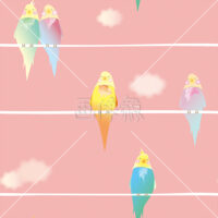 寄り添ったり離れたり小鳥のパターン素材(ピンク)