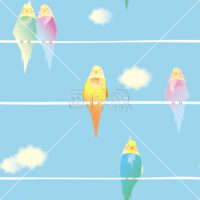 寄り添ったり離れたり小鳥のパターン素材(ブルー)