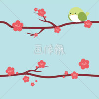 梅とうぐいすのシームレス模様素材(2)