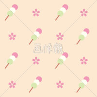 花と団子のシームレス模様素材(1)