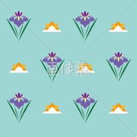 菖蒲と兜のシームレス模様素材(1)