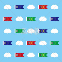 鯉のぼりと雲のシームレス模様素材(1)