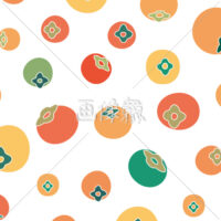 柿のシームレス模様素材(3)