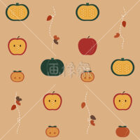 秋の果実の断面のシームレス模様素材(1)