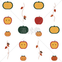 秋の果実の断面のシームレス模様素材(2)