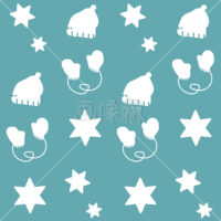 ニット帽と手袋のシームレス模様素材(2)