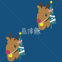 トナカイとクリスマスツリーのシームレス模様素材(5)