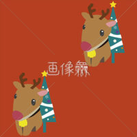 トナカイとクリスマスツリーのシームレス模様素材(6)