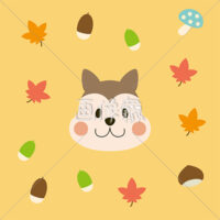 りす・どんぐり・もみじ・きのこのシームレス模様素材(1)