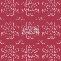 ハートと羽柄のシームレス模様素材(5)