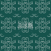 ハートと羽柄のシームレス模様素材(6)