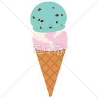 ダブルアイス（チョコミント・ストロベリーミント）のイラスト素材