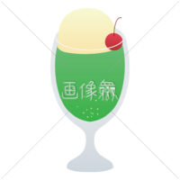 チェリーがのったメロンクリームソーダのイラスト素材